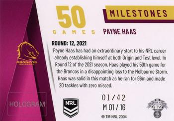 2022 NRL Elite - Case Card - Milestones #M01 Payne Haas Back